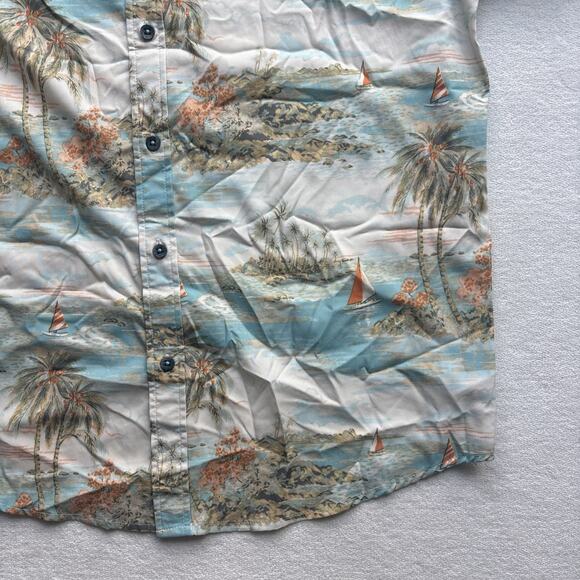 Thomas Sterling London Men Large Hawaiian Shirt Aloha Sailboat Palm Tree AOP - Picture 7 of 16